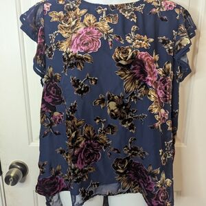 Reese's Women's Floral Sleeveless Lined Blouse, Size XL